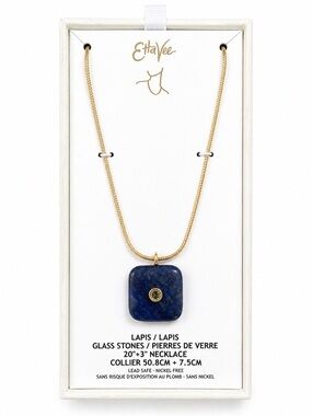 Gold Chain Necklace with Lapis Blue Pendant
